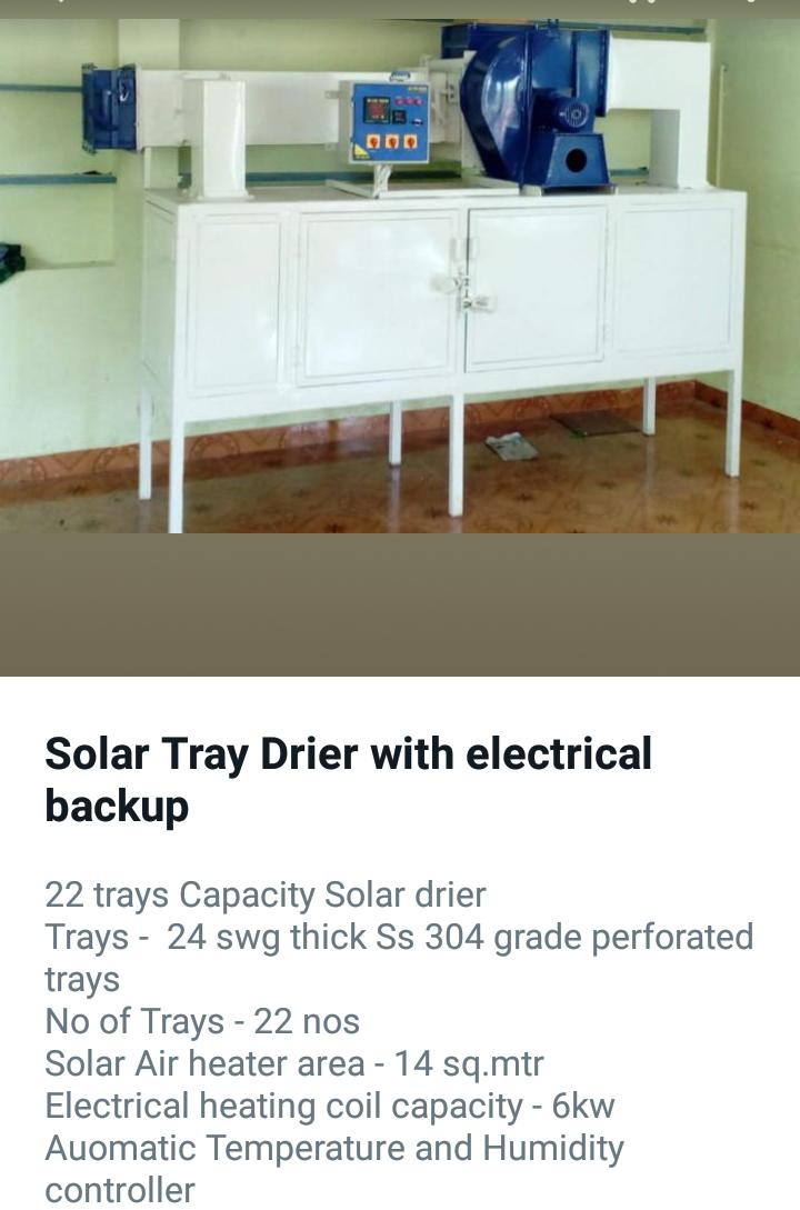 Solar tray dryer